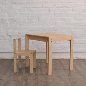 Handmade Kids Table and Chair Set | Natural Birch Wood | Eco-Friendly Minimalist, Japandi, Modern for Home & Office| Mùpǔ Living Furniture