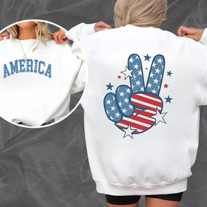 America Stars & Stripes Peace Sign Graphic, 4th of July TShirt, Star American Graphic Tee, Independence Day Shirt, Fourth of July Shirt