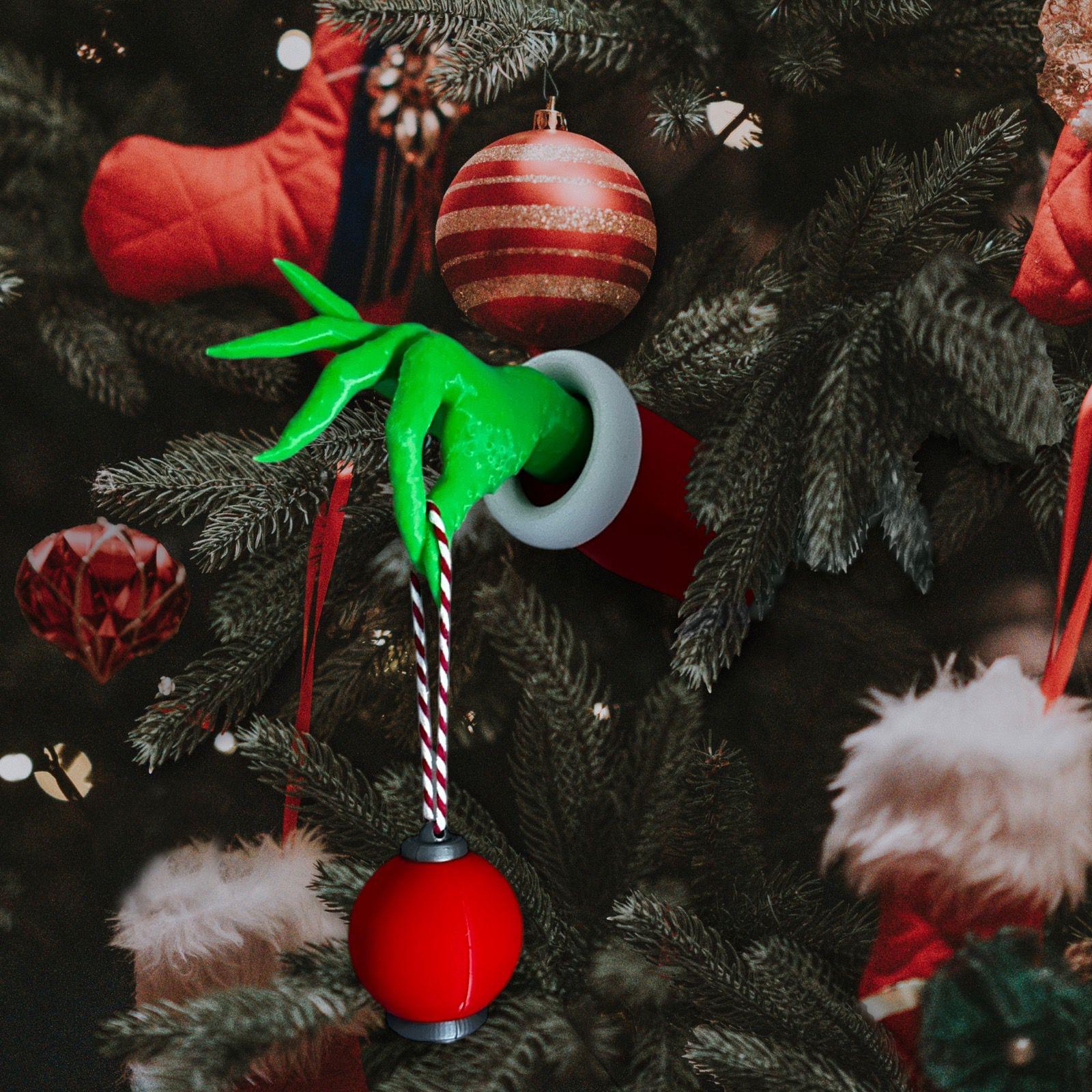 Grinch Weihnachtsdeko – Plüschiger Kopf & Arm Zum Einhängen, Posierbar, Für Baum, Kamin Oder Tür (Kopf Einzeln)