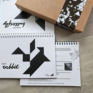 El libro de los tangrams, libro de ideas con formas de tangram, libro de inspiración para tangram, libro de tarjetas de desafío con formas de tangram