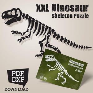 XXL Dinosaur Skeleton Puzzle Digital PDF DXF File, Game for themed events