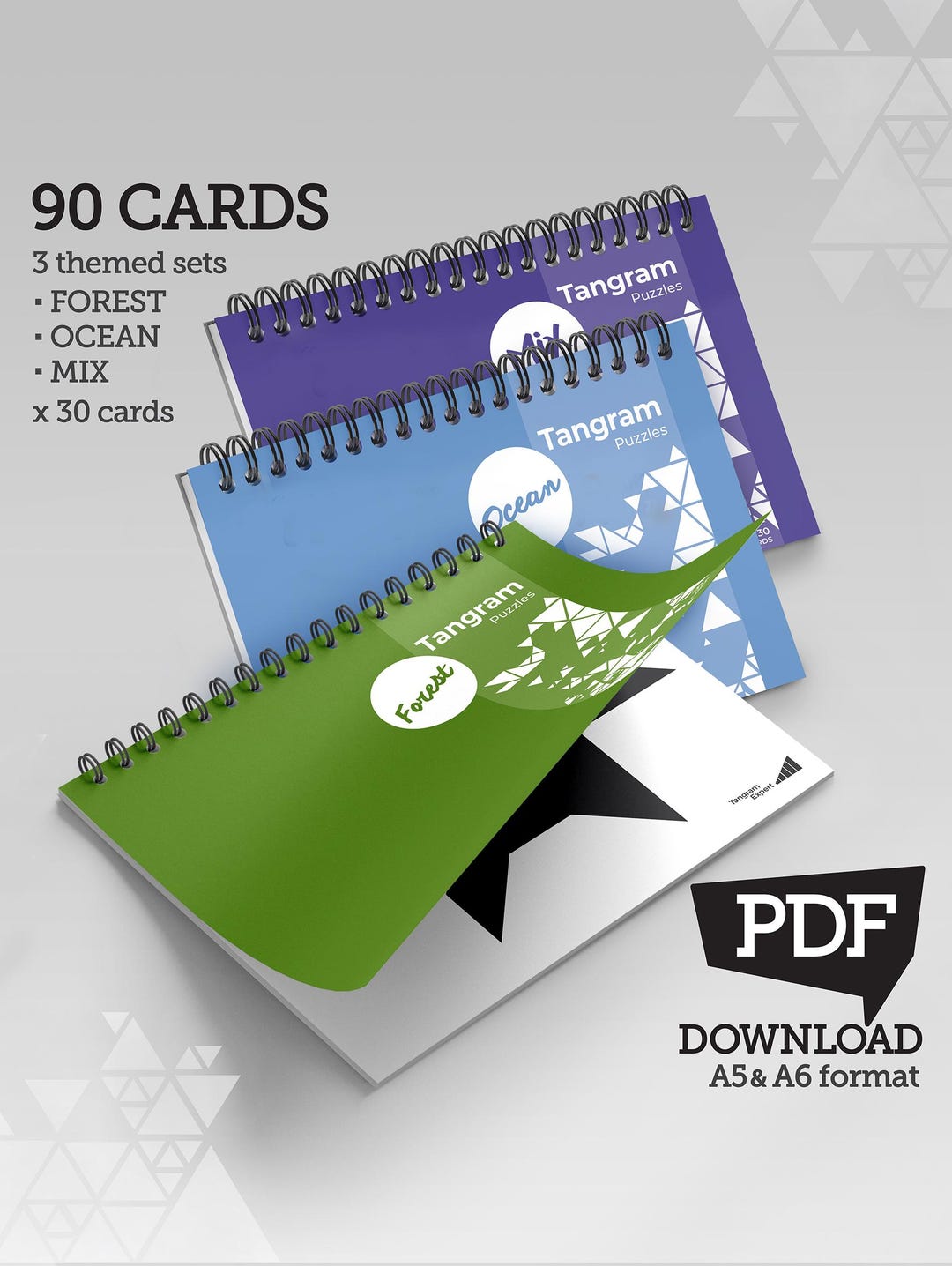 Tangram Cards.pdf Printable Tangram Puzzle Set With Cards & Shapes, Montessori Geometry ...