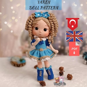Amigurumi Doll Crochet Patterns; Yaren Doll Turkish - English Digital Pattern