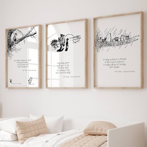 Winnie the Pooh Quote Prints, Winnie the Pooh Print, Black and White Pooh, New Baby Gift, Baby Shower Pooh, Nursery Decor, Nursery Wall Art