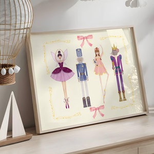 Nutcracker Ballet Art | Elegant Holiday Wall Decor | Nutcracker Ballet Prints | Watercolor Christmas Wall Decor | Nutcracker Soldier