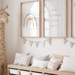 Watercolor Giraffe Nursery Art Set: Rainbow Decor (Digital Download)