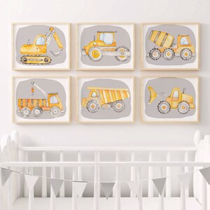 Construction Trucks Nursery Prints: Watercolor Vehicle Art (Set of 6) (Digital Download)