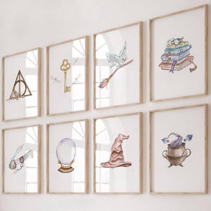 Watercolor Wizard Nursery Prints: Magical School Wall Art (Set of 8) (Digital Download)