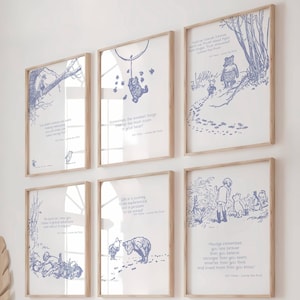 Winnie the Pooh Quote Print, Winnie the Pooh art, Winnie the Pooh Poster, Winnie the Pooh decor, Blue Nursery Print, Neutral Nursery Decor