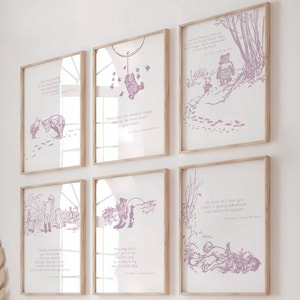 Winnie the Pooh Quote Print, Winnie the Pooh art, Winnie the Pooh Poster, Winnie the Pooh decor, Pink Nursery Print, Neutral Nursery Decor