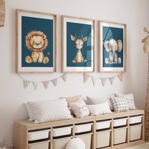 Vintage Nursery Prints Set: Watercolor Animals, Boho Decor (Digital Download)
