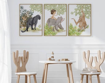Kindergarten Jungle - Themed Wall Art Set of 3- Printable Digital Files