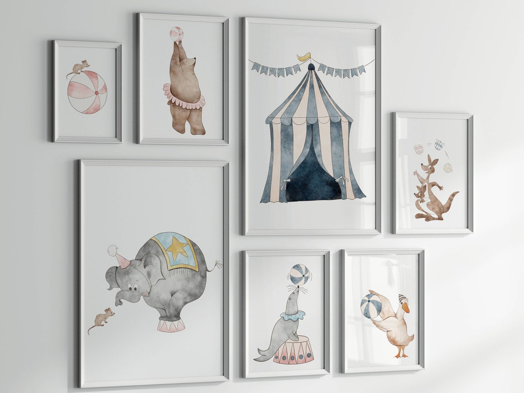Charming Circus Animal Nursery Wall Art - Set of 7 Digital Prints - Etsy
