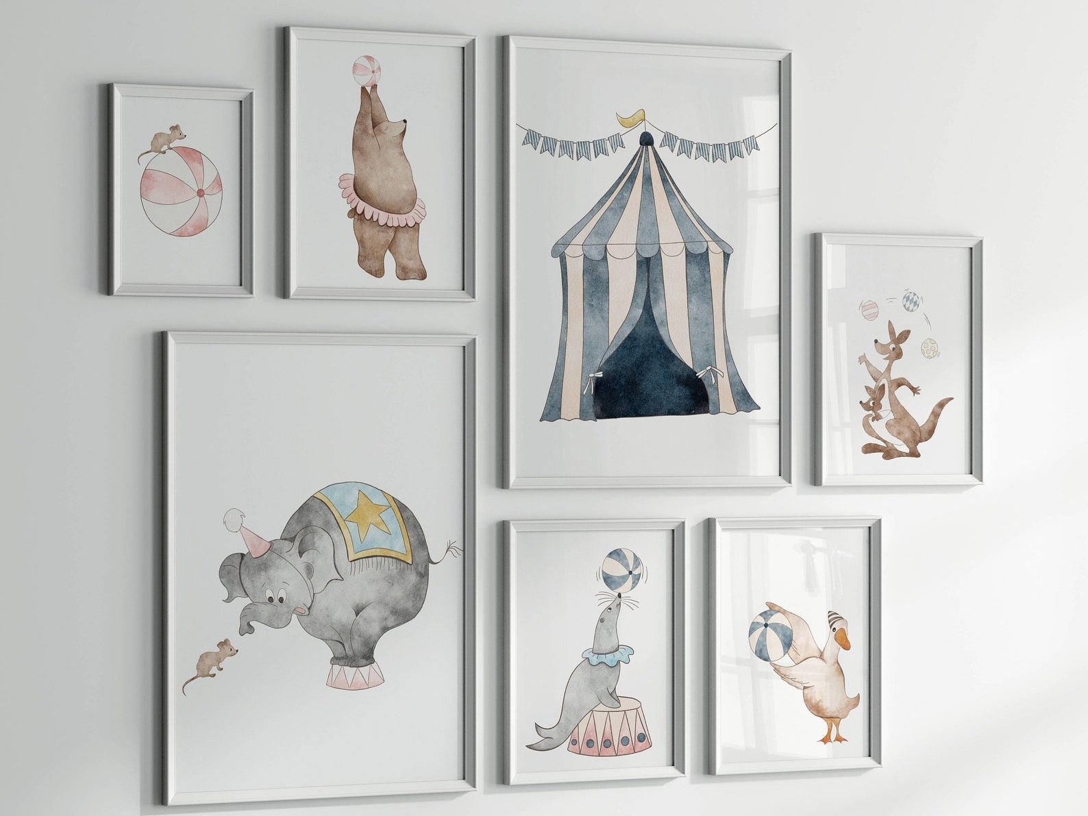 Charming Circus Animal Nursery Wall Art - Set of 7 Digital Prints - Etsy