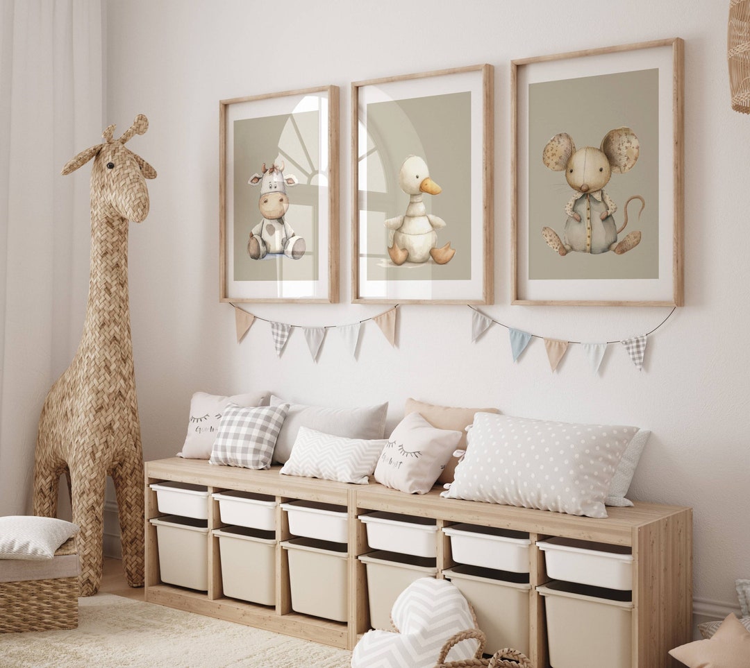 Set of 3 Printable Vintage Nursery Animals, Cute Animals, Vintage ...