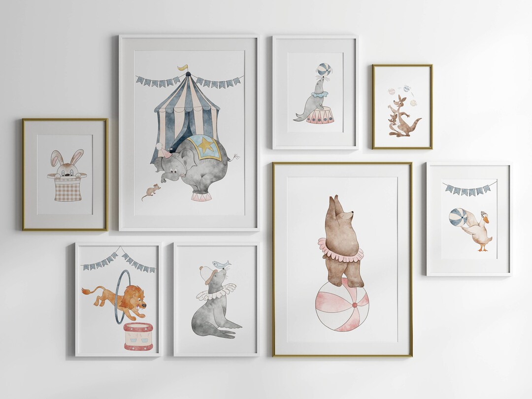 Charming Circus Animal Nursery Wall Art - Set of 8 Digital Prints - Etsy