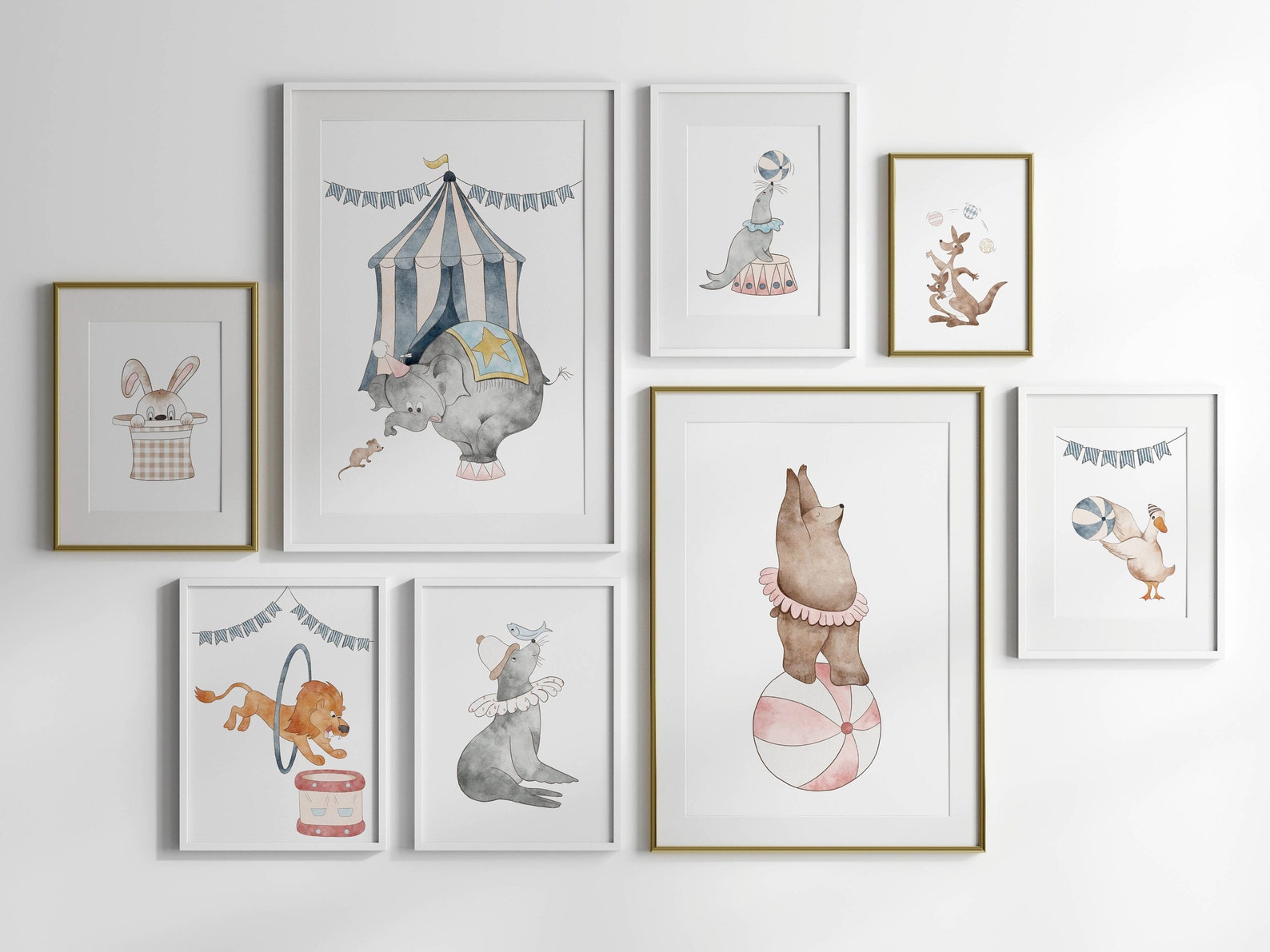 Charming Circus Animal Nursery Wall Art - Set of 8 Digital Prints - Etsy