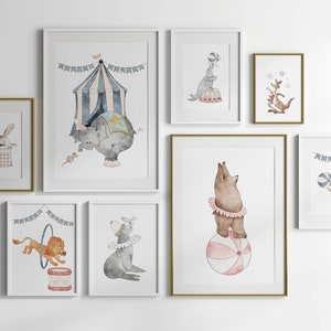 Charming Circus Animal Nursery Wall Art - Set of 8 Digital Prints - Etsy