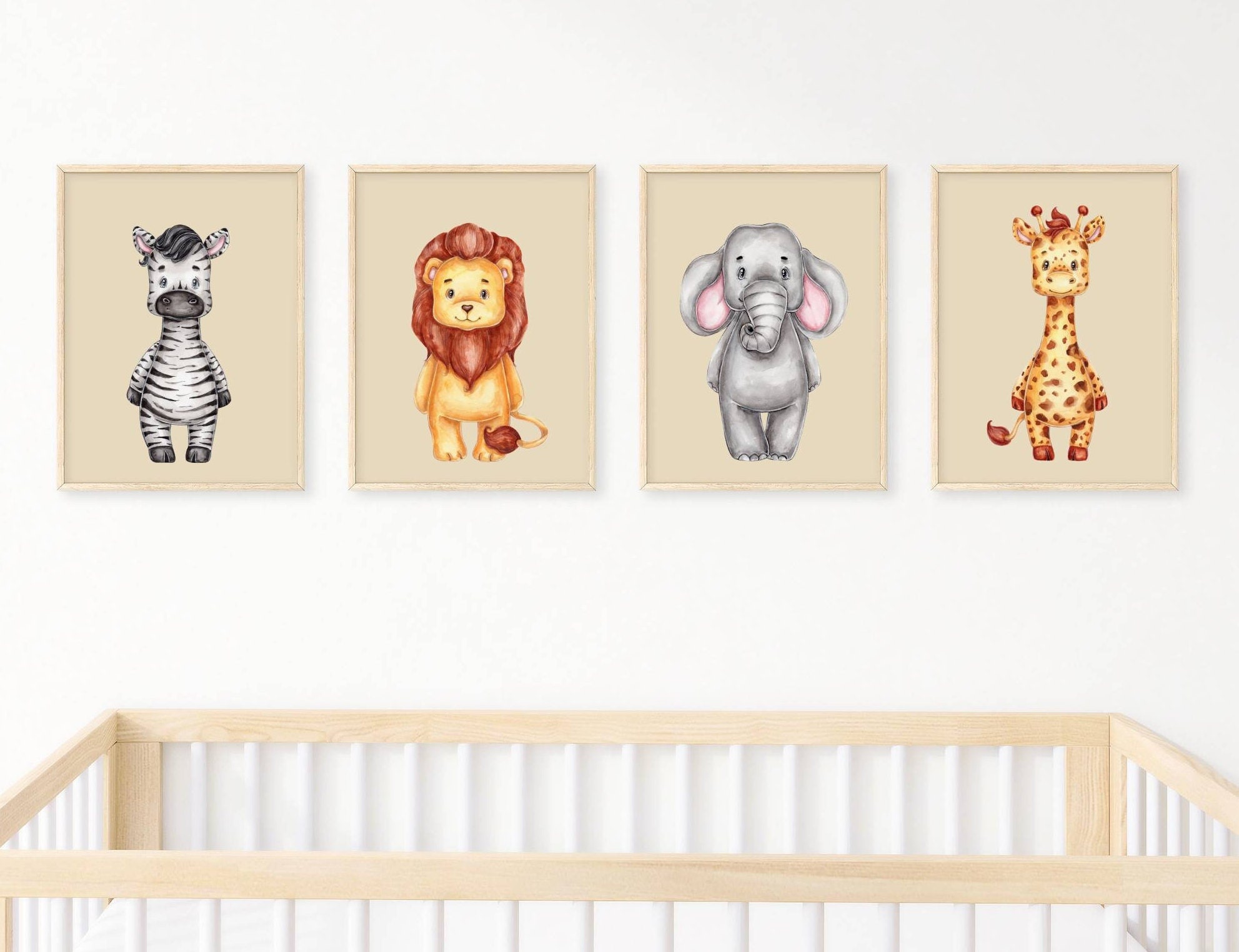 4-piece Safari Animal Wall Art Set, Safari Nursery Wall Prints, Jungle ...