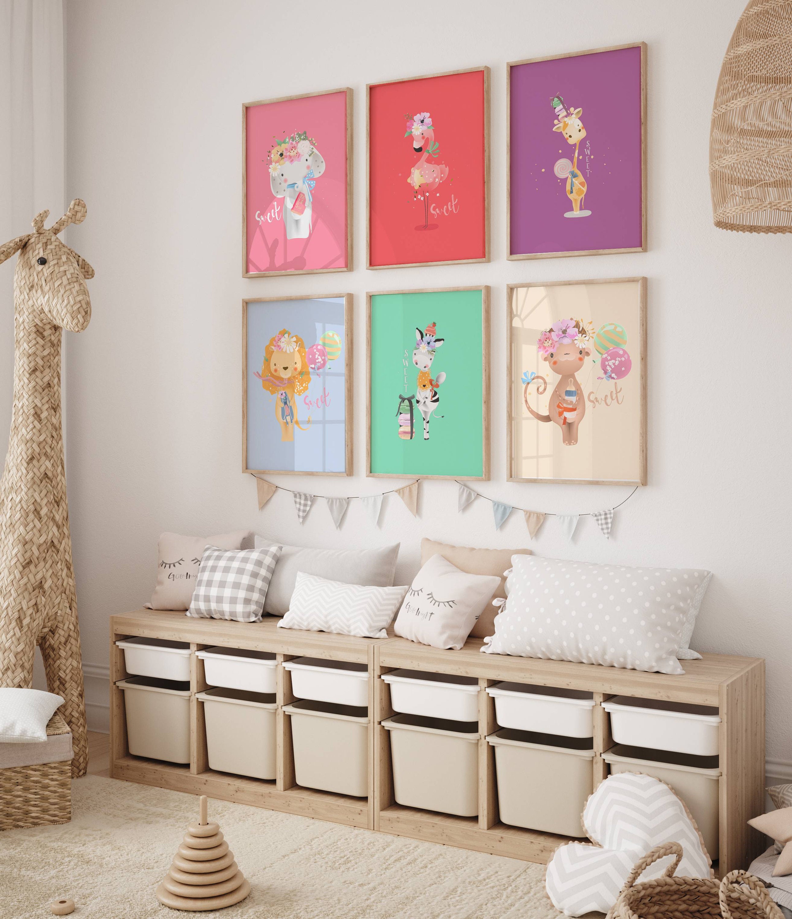 Set of 6 Printable Nursery Wall Decor Baby Safari Animals Prints - Etsy