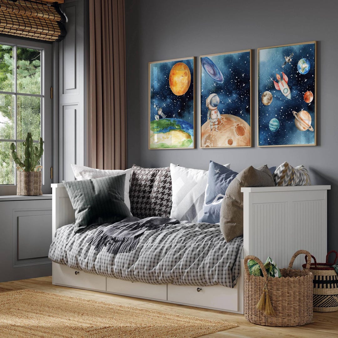 Space Dreams Nursery Decor Set of 3 - Digital Watercolor Prints - Etsy