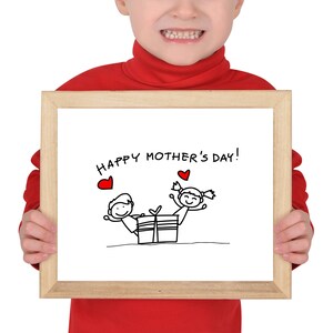 Minimalistische Kunst zum Muttertag: Innige Illustration (Digitaler Download)