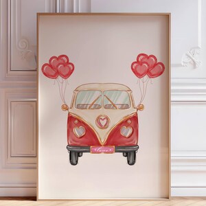 Valentine&#39;s Day Van Art Print | Love Print | Inspirational love | Valentine gift | Romantic poster | Valentine&#39;s Day Decor