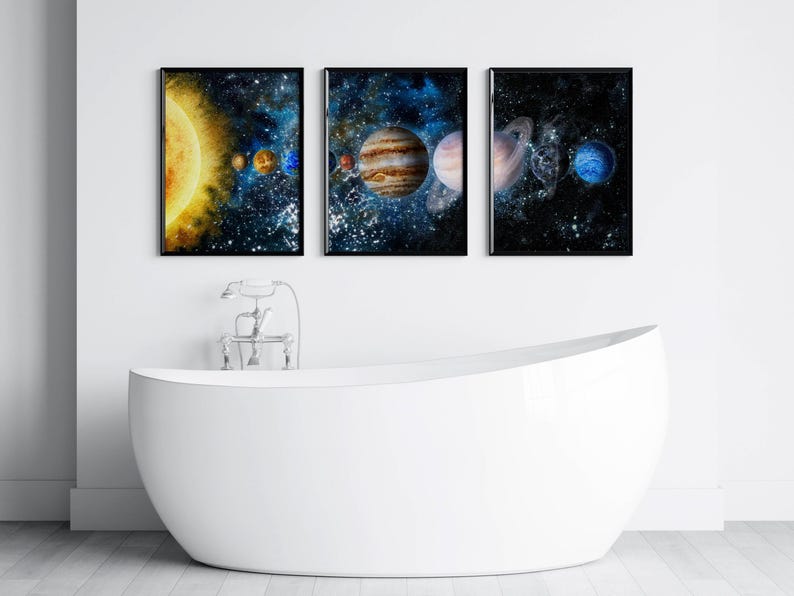 Solar System Wall Art Set of 3 | Outer Space Prints for Kids & Adults ...