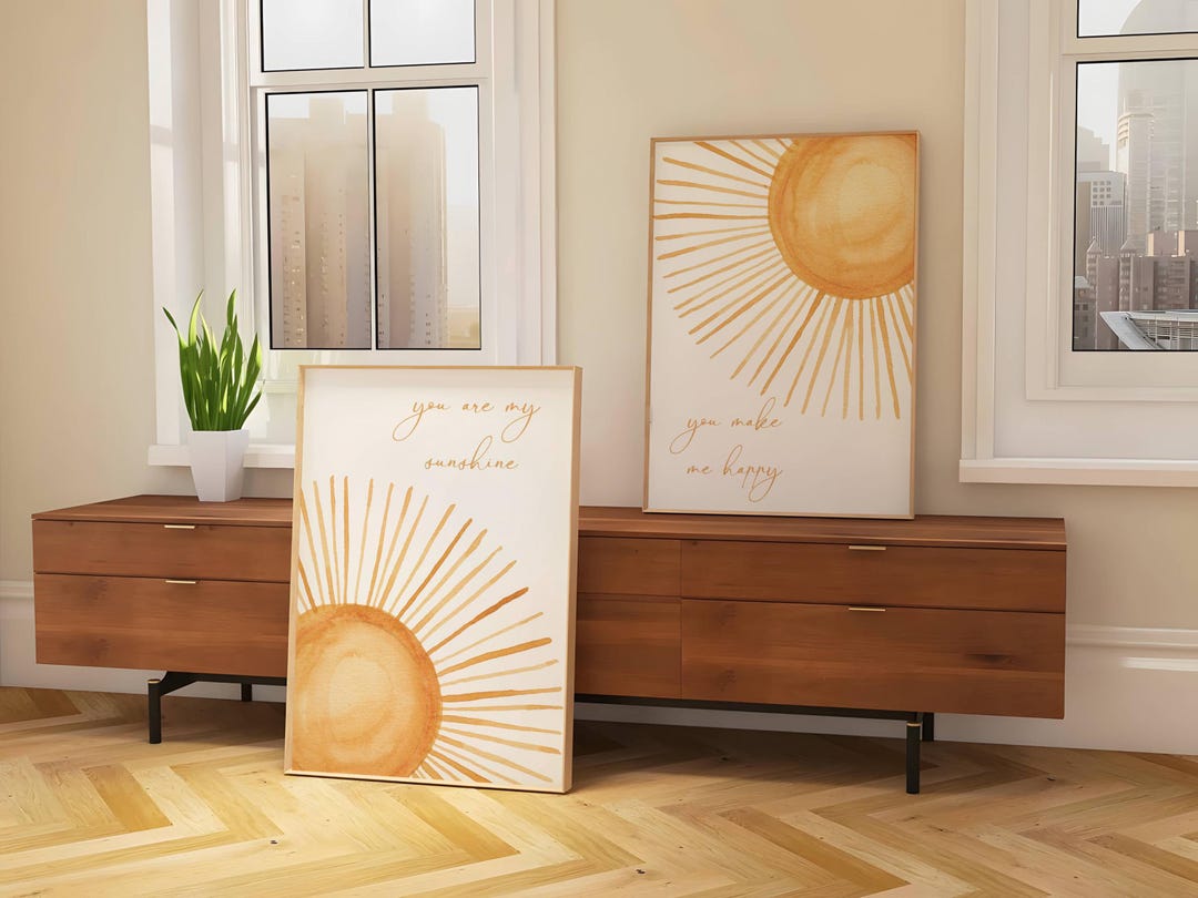 Sunshine Nursery Wall Art Set: Boho Watercolor Prints (digital Download ...