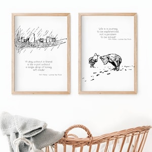 Winnie the Pooh Quote Prints, Winnie the Pooh Print, Black and White Pooh, Baby Shower Pooh, Nursery Decor, Nursery Wall Art, New Baby Gift