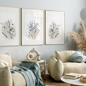 Navy Blue Wildflower Art Prints: Boho Floral Wall Decor (Digital Download) image 7