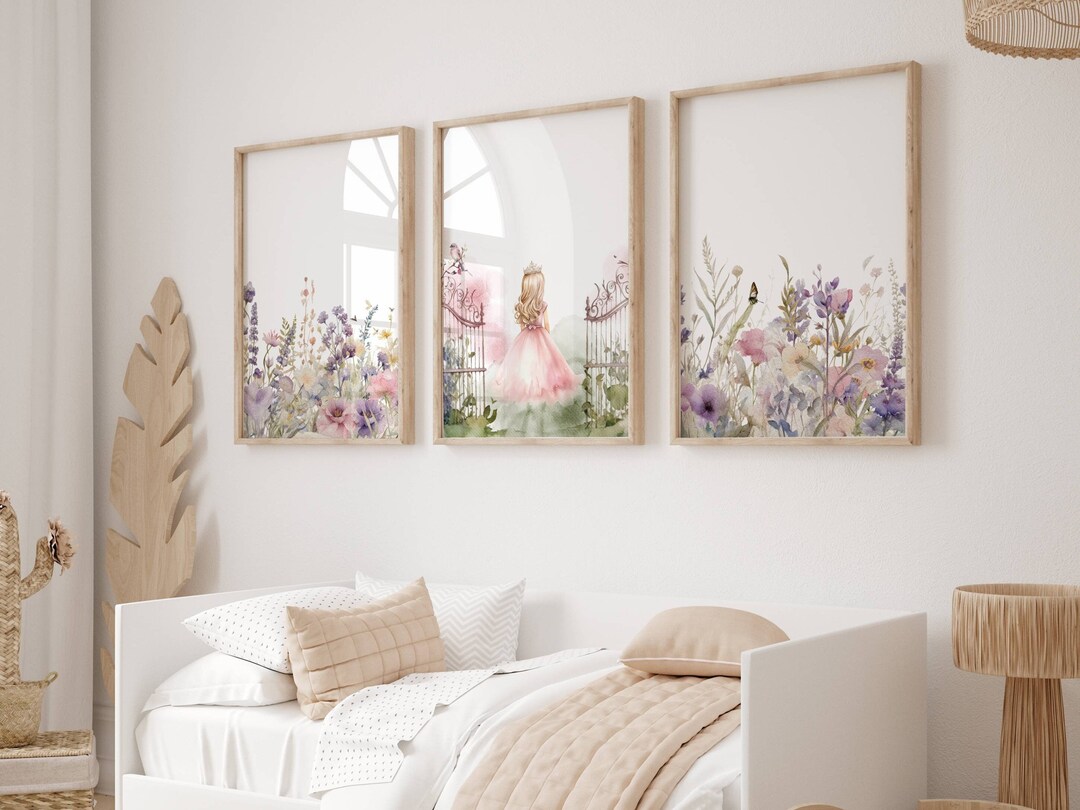 Set of 3 Princess Nursery Prints, Wildflower Fairytale Nursery Decor ...