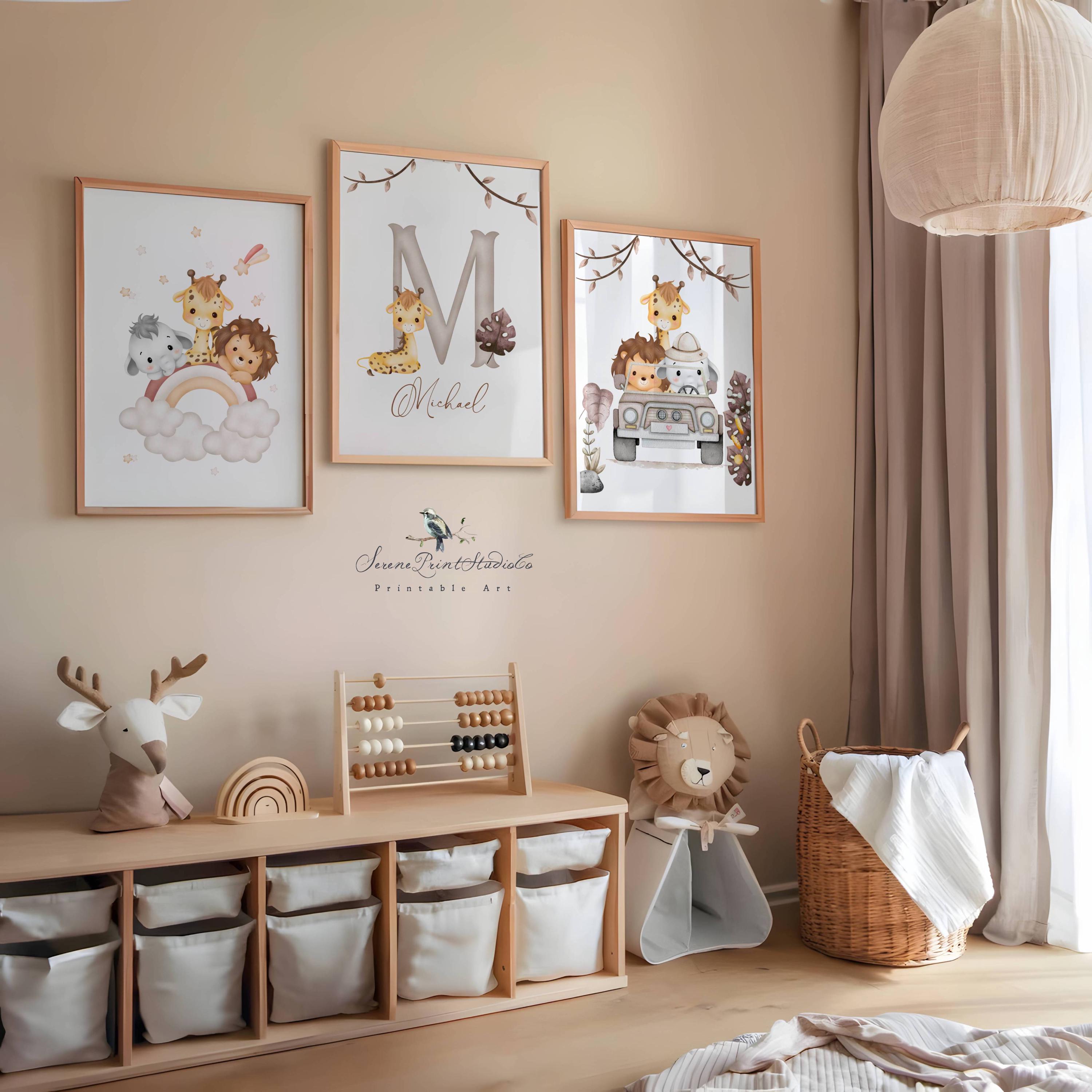 Safari Nursery Art: Personalized Watercolor Animal Prints (set of 3 ...