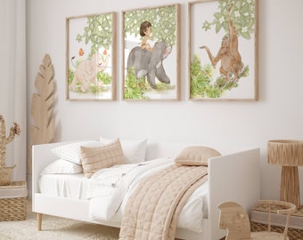 Kindergarten Jungle-themed wall art set of 3 - Printable digital files