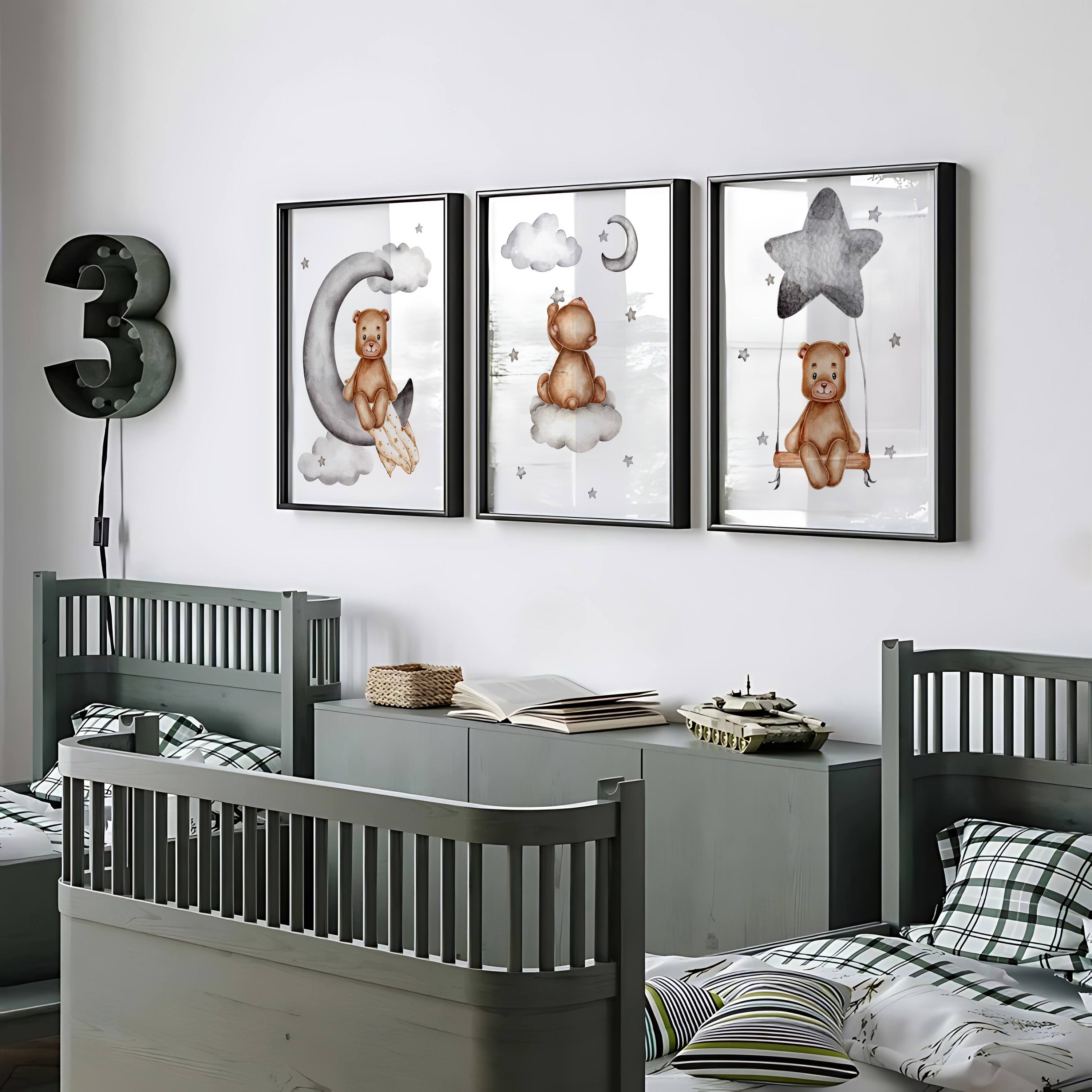 Adorable Watercolor Teddy Bear Nursery Wall Art - Set of 3 Prints ...