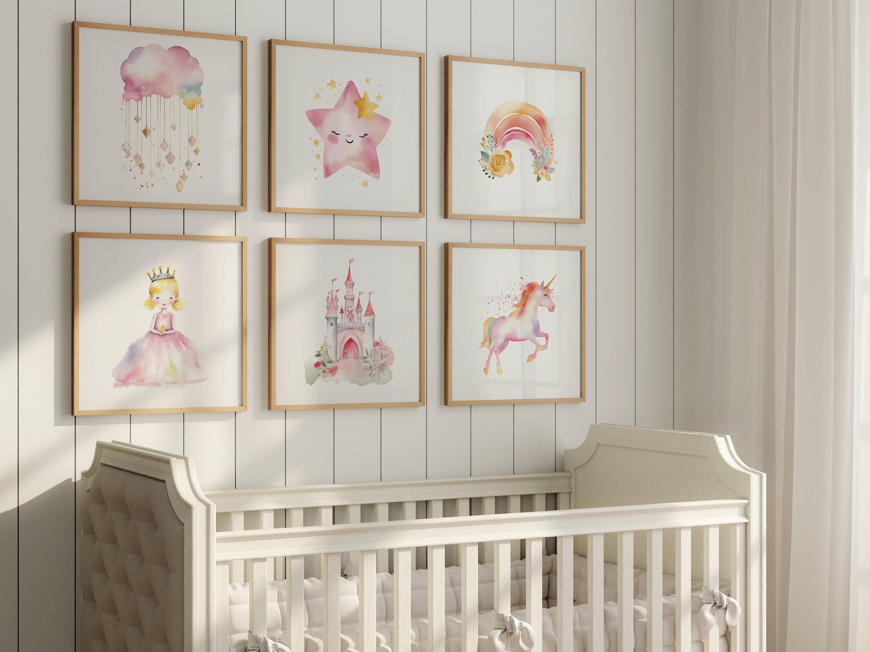 Whimsical Nursery Art Prints: Set of 6 Digital Downloads, Princess Wall ...