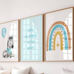Watercolor Zebra Rainbow Nursery Prints: Boho Safari Decor (Digital Download)