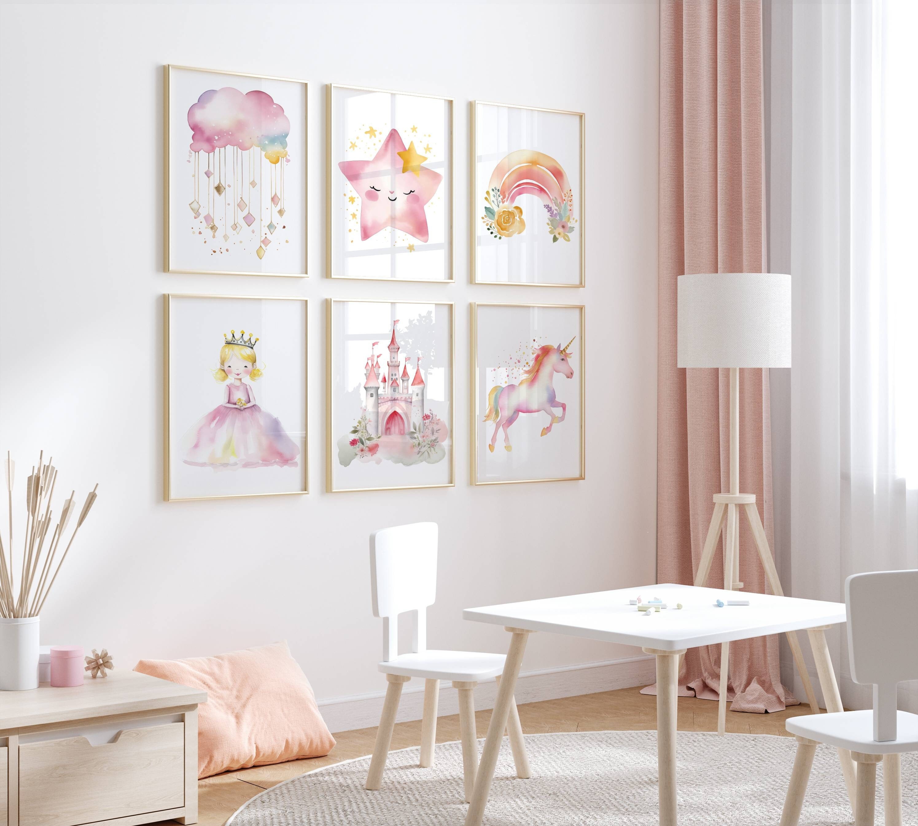 Whimsical Nursery Art Prints: Set of 6 Digital Downloads, Princess Wall ...