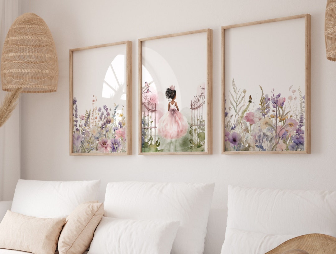 Set of 3 Princess Nursery Prints, Wildflower Fairytale Nursery Decor ...
