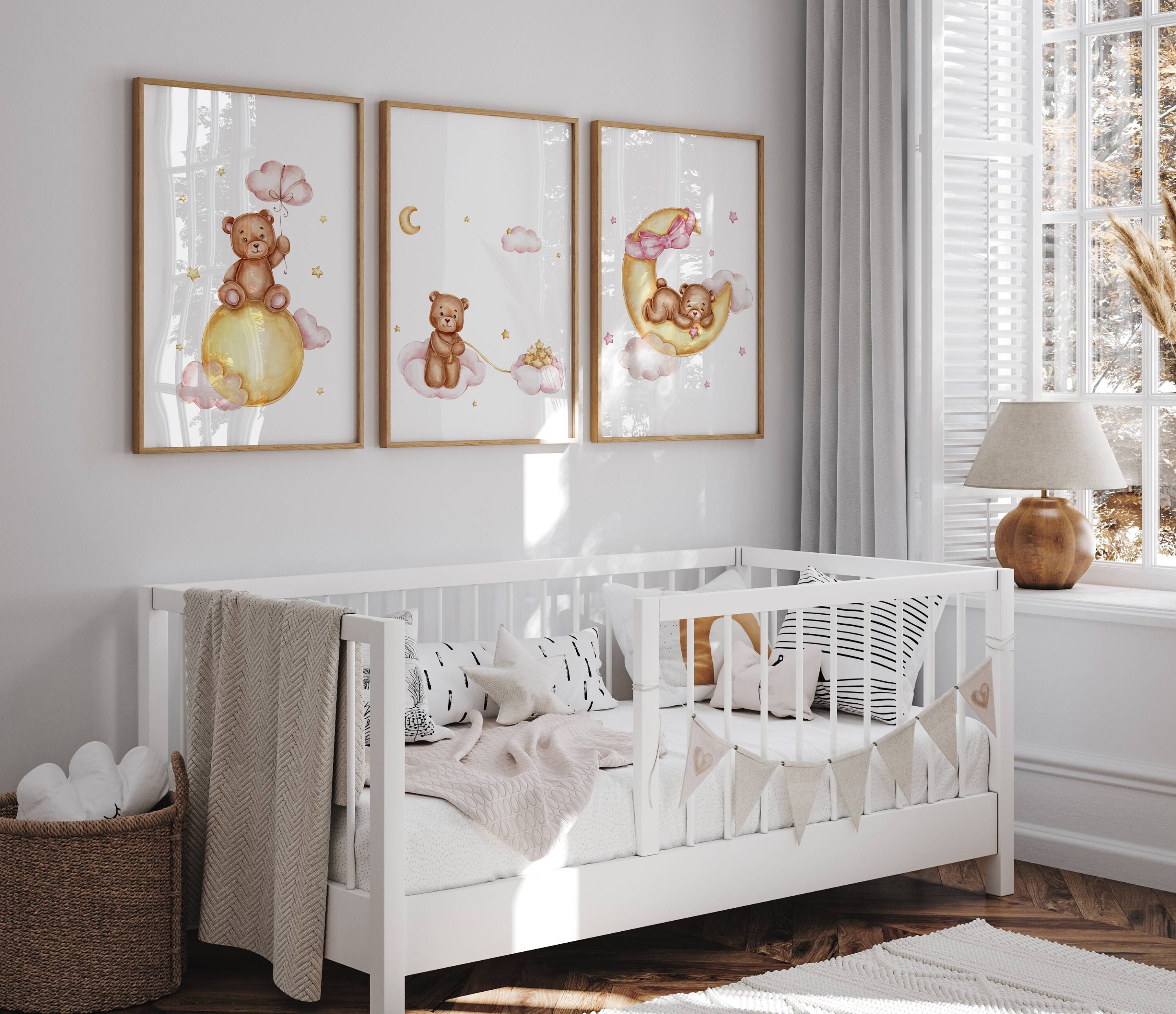 Adorable Watercolor Teddy Bear Nursery Wall Art - Set of 3 Prints ...