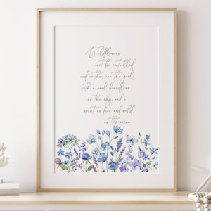 Boho Wildflower Quote Wall Art – Blue Floral Watercolor Print - Nursery Wall Decor- Baby Girl Room Poster - Baby Shower Gift - Nursery Room