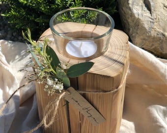 Altholzbalken mit Teelicht Kerzenhalter Upcycling Windlicht Geschenkidee