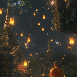 Thai temple at night