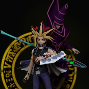 Yugi and Dark Magician - Yu-Gi-Oh! - STL Model for Resin Figure 3D Printing