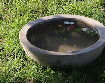 deep bowl bird bath 25 or 30 cm cast stone frost-proof flower bowl insect bath