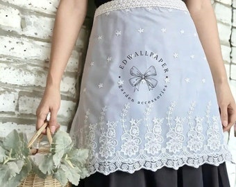 2 Style Gathering Garden Apron Waterproof Half Apron Home Kitchen Dining Room Flower Embroidered Kitchen Apron White Lace Half Waist Aprons