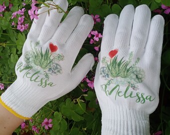 New Aloe Gloves, Personalized Name Garden Gloves,, Original Custom Work Gloves, Acrylic Garden Gloves for Farmers/ Workers, Perfect Gift