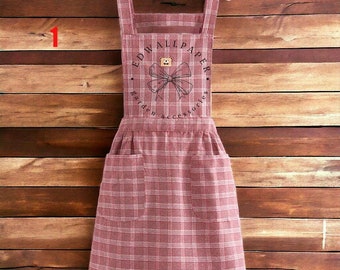8 Style Gathering Garden Apron Cleaning Breathable Apron Female Prince Home Kitchen New Waist Manicure Milk Tea Shop Work Clothes