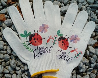 Gants personnalisés pour les amateurs de jardinage, Gants de jardin coccinelles, Gants de travail pour adultes, Gants d'extérieur en coton pour hommes, Cadeaux pour mari