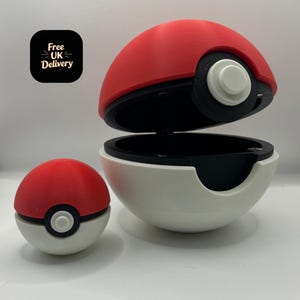 Pokeball-container | 3D-geprint | met openingsmechanisme, past tot 4,5""